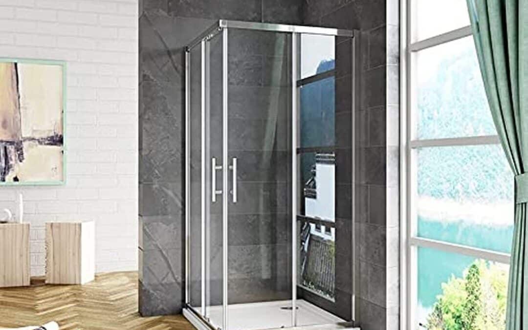 Test de la cabine de douche 80x80 : porte coulissante en verre anticalcaire