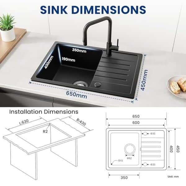 Découvrez notre avis détaillé sur l'évier de cuisine noir en granit Cecipa avec égouttoir intégré. Élégance, durabilité et fonctionnalité au rendez-vous pour votre cuisine.