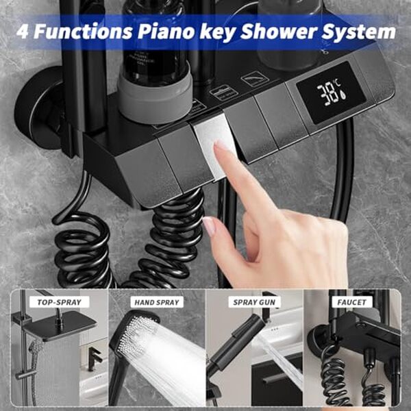 Découvrez la colonne de douche design Piano Key et transformez votre salle de bain en un espace de détente luxueux. Explorez le mariage parfait de confort et technologie innovante pour élever votre expérience de douche.