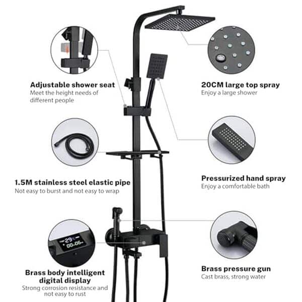 Découvrez le test complet de la colonne de douche thermostatique avec affichage numérique et hauteur réglable pour un confort utilisateur optimal. Explorez les avantages et fonctionnalités de ce produit innovant.