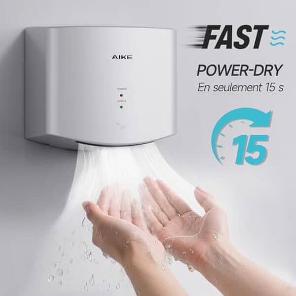 Découvrez notre test complet du sèche-mains Aike AK2630S : performance, rapidité et économies d'énergie pour une expérience utilisateur optimale, tout en respectant l'environnement.