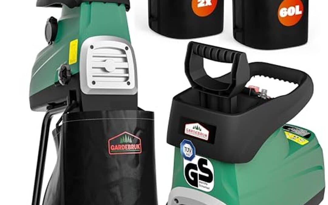 Test du broyeur silencieux 3100 W GardeBruk pour branches de 44 mm