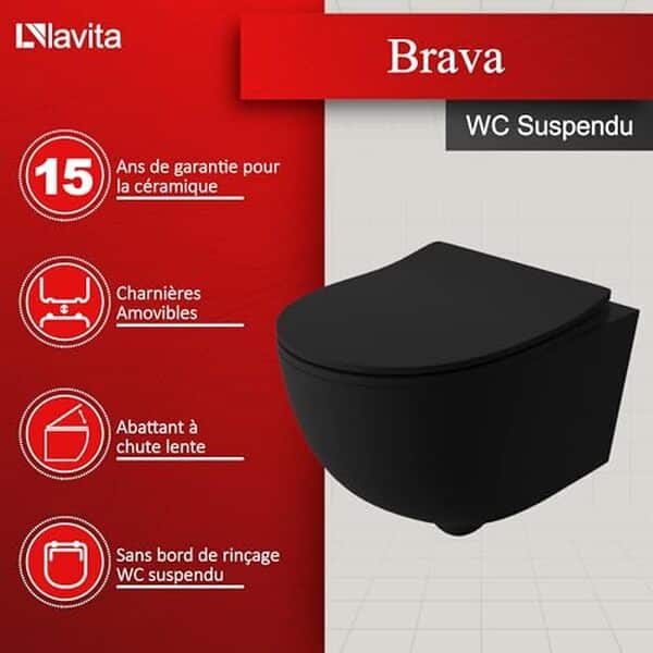 Découvrez notre test détaillé des toilettes suspendues Lavita Brava Black avec abattant softclose et charnières métalliques : design, confort et durabilité.