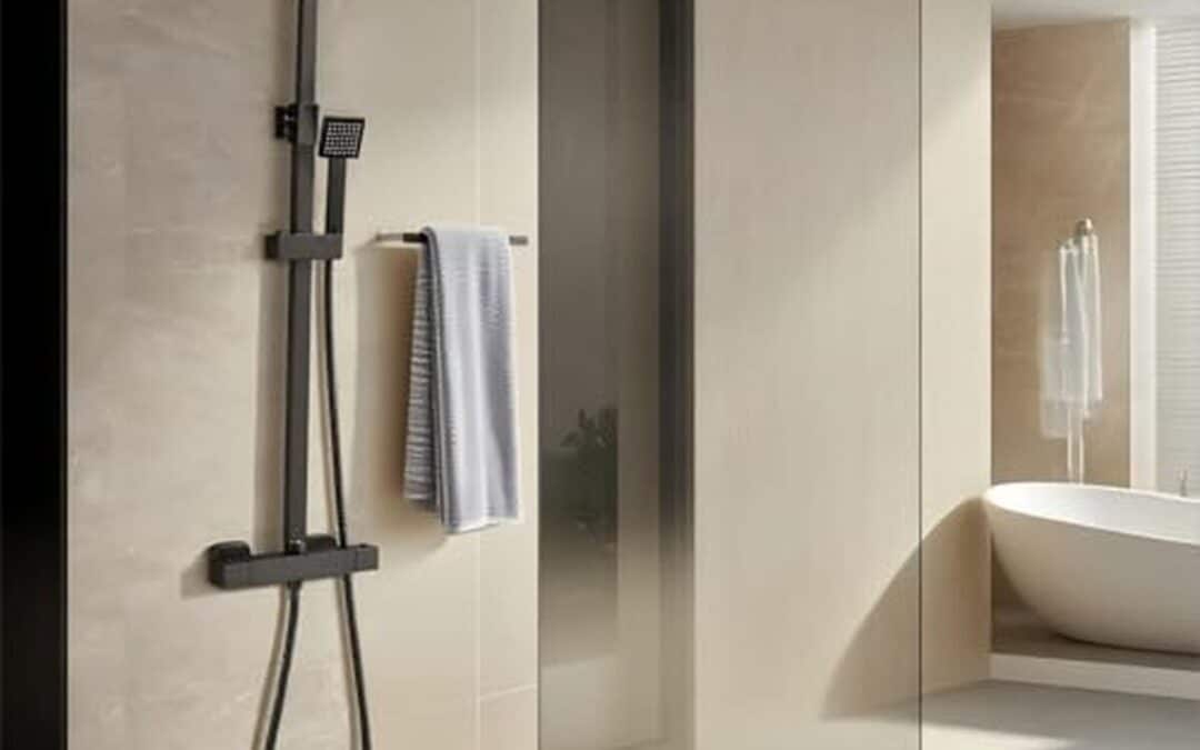 Test de la colonne de douche STANEW thermostatique 38°C en acier noir