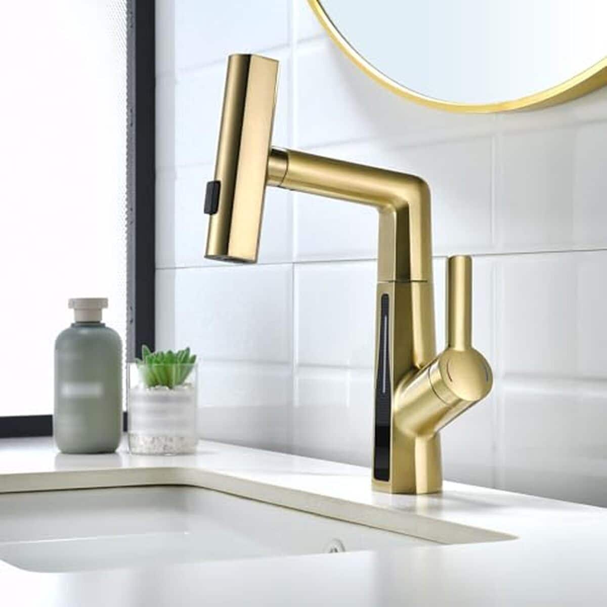 Test du mitigeur BEITH 59A : robinet lavabo cascade or brossé