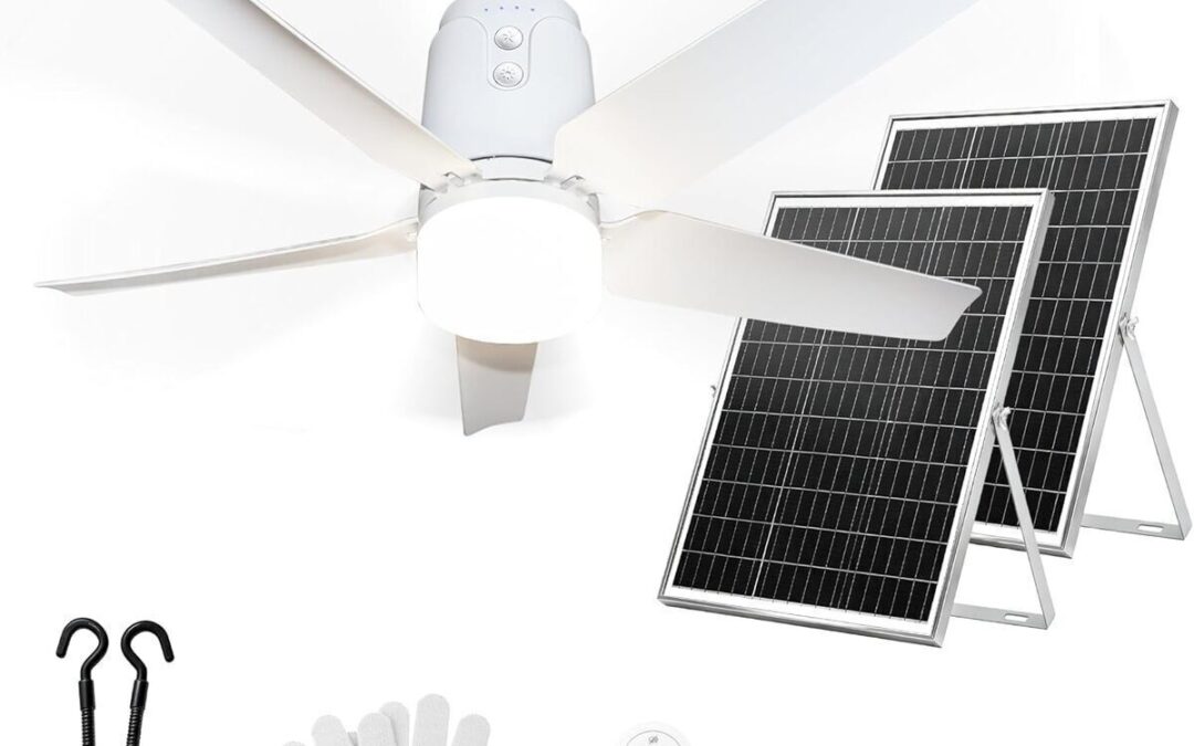 Test du ventilateur de plafond solaire 80CM avec éclairage et télécommande
