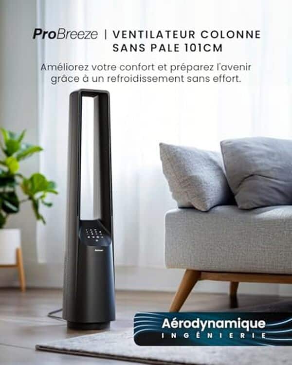 Découvrez notre test détaillé du ventilateur colonne Pro Breeze sans pale : performances, niveau sonore et design innovant pour un confort optimal. 
